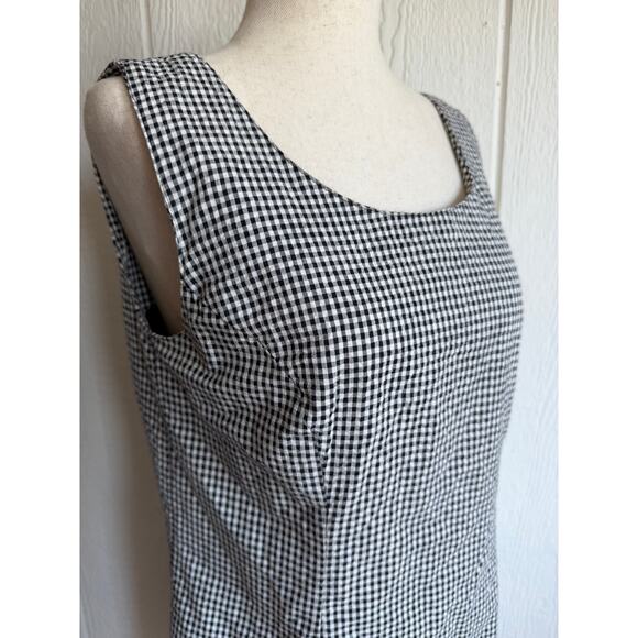 Vintage 90s American Dress Black White Gingham Sleeveless Shift Dress Women 6 - Picture 2 of 6